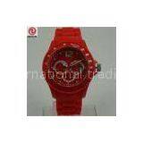 Silicone Ice Red Wrist Watch With Plastic Case, Customized Logo For Promotional Gift