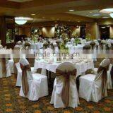 Pleated Banquet Chair Cover Polyester Wedding Chair Cover White