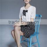 Latest Dress Designs Photos Ladies Casual Chiffon Tops and Polka Dot Skirt thumbnail-4