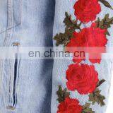 Factory OEM Embroidered Sherpa Lining Womens Denim Jacket thumbnail-5