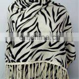 Leather Sued Trims Silk Pashmina Wool Shawls thumbnail-4