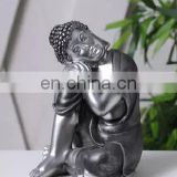 little resin silver sitting and sleeping buddha statue for desk decoration