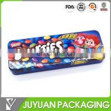 Flat decorative tin box with cut custom printing with lid for food packaging