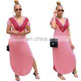 Hot Sales 2020 Women Fashion Casual Dresses Ladies V-Neck Split Long Dresses Women Summer Dresses thumbnail-2