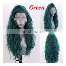 14-26 Inch Natural Wavy Blonde Long Wave Wigs Human Hair Lace Front Mix Synthetic Lace Front Wig Heat Resistant Fiber Human Hair thumbnail-4