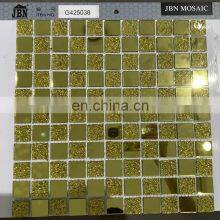 25x25mm Golden Mosaic Mesh Stainless Steel Diy Electro-plated Golden Rose Golden Silver Mirror Glass Mosaic Tile thumbnail-1