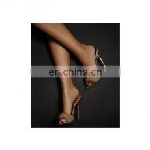 Fur Design Snake Print Golden Color Women High Heel Sandals Shoes thumbnail-1