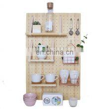 Natural Wall Hanging Bathroom Kitchen Hole Wood Shelf