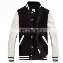 Custom Your Logo Cotton Fleece Varisty Jacket Long Sleeve Banded Collar Letterman Jacket Baseball Jacket For Men thumbnail-2