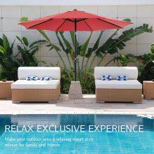 Windproof 9FT Garden Umbrella UPF50+ Polyester Tilt Crank Patio Outdoor Wholesale OEM Customized thumbnail-1