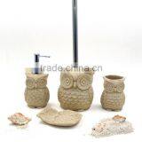Owl Polyresin Sandstone Bathroom Accessories Set thumbnail-1