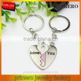 Hot Sale Alloy Silver Plated Couple Heart Keychain Fashion Creative Keyring