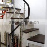 Indoor Stainless Steel Wood Straight Stairs With Glass Tread thumbnail-2