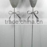 S/2 Ribboned Metal Flower Sticks w/ Pots