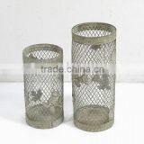 090256AA-S/2 Pillar Metal Wire Candle Lantern