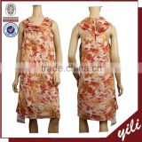 High quality printed floral chiffon ladies fancy dress sleeveless ladies fancy dress 3152FY2DR003