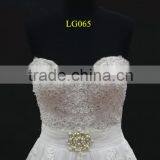 New Beading Lace Appliques Tulle Drapping Belt With Beading Trim Sweetheart Wedding Dress thumbnail-2