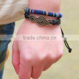 2016 Fashion Leather And Cloth Fabric Wrap Bracelet Wholesale thumbnail-4