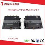 4CH video multiplexer transmitter and receiver in a single coax cable