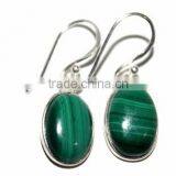 Malachite Oval Sterling Silver Earrings Jewelry thumbnail-1