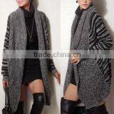 Patchwork Strip Knitted Asymmetric Knit Poncho Wholesale Poncho Women thumbnail-1