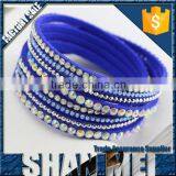 Hot Selling Handcraft Bright Green Crystal Leather Bracelet/bangles thumbnail-6