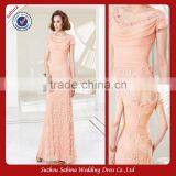 Mo1068 Peach V-neck Lace Appliqued Mother Of The Bride Dresses thumbnail-1