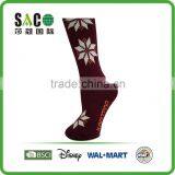 White Snow Pattern Red and White Stripe Garnet Knee-high Sports Socks thumbnail-3