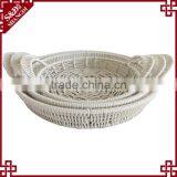 Eco-friendly 3-pc Food or Sundries Receiving Plastic Weave White Wicker Basket thumbnail-3