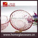 5" to 9" Vintage Diamond Pattern Glass Salad Bowl With Beautiful Pink thumbnail-1