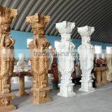Luxry Yellow Marbe Roman Pillar With Four Lady Statues thumbnail-2