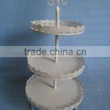 3-tier Antique White Metal Cake Holder thumbnail-1
