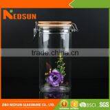 Hot Selling High Quality Storage Glass Jar With Wooden Clip Lid thumbnail-1