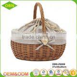 China Wholesale Customized Handmade 100% Natural Antique Wicker Egg Basket With Fabric Cover thumbnail-2