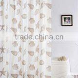 PEVA Bathroom Shower Curtain Liner With Hooks Clear With Sea Elements thumbnail-1