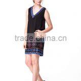 Beaded Embroidery Shift Dress Factory Price Accept Small Order V-neck Sleeveless Dress in Navy Blue Women Dress thumbnail-3