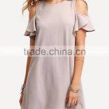 Cold Shoulder Ruffle Sleeve Shift Dress Women Fashion Boutique Dress thumbnail-1