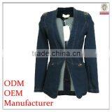 Slim Fit Long Sleeve Blue Denim Style Branded Blazers for Formal Wear thumbnail-1
