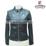 Round Collar Soft pu Leather Women Black Jacket 2014 thumbnail-1