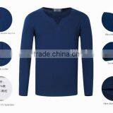 Latest High Quality Long Sleeve Bulk V-neck T-shirt for Man thumbnail-3