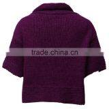 Loose High Neck Blend Alpaca Sweater for Women, Women Half Sleeve Sweater thumbnail-2