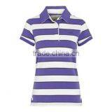 White & Blue Stripe Women's Polo 100% Cotton Hot Sale Design Womeb's Polo Tshirt thumbnail-1