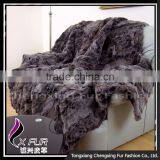 CX-D-03A Fur Throw Rex Rabbit Fur Royal Fluffy Blanket Genuine Fur Blanket thumbnail-3