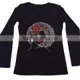 Women's T-shirt With " Afro Girl With Red Rose " in Rhinestones thumbnail-3