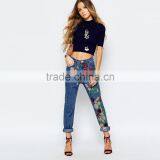 Ladies Jeans Top Design Women Embroidered Jeans Denim Hot Sale thumbnail-4