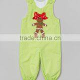 Lime Green Polka Dot Appliqued Gingerbread Baby Girls Romper With Bow thumbnail-1