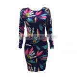 Zm50309b Latest Fashion Lady Clothes Long Sleeve Colours Womens Pprinted Dress thumbnail-2