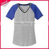Bulk Women Slim Fit 100 Polyester Mesh Sleeve v Neck Wholesale t Shirts thumbnail-1