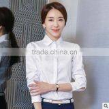 Custom Long Sleeve Office Formal White And Blue Cotton and Polyester Mix Blouse thumbnail-2