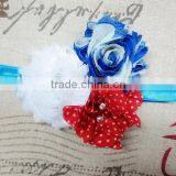 Boutique Handmade 4th July Headband Wholesale In Red Polka Dot, Frayed White, and Blue thumbnail-3